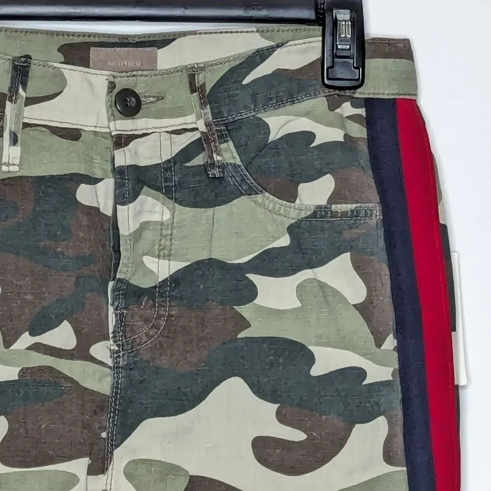 Mother Denim The Vagabond Mini Skirt Double Time Camo Side Stripe Size 25